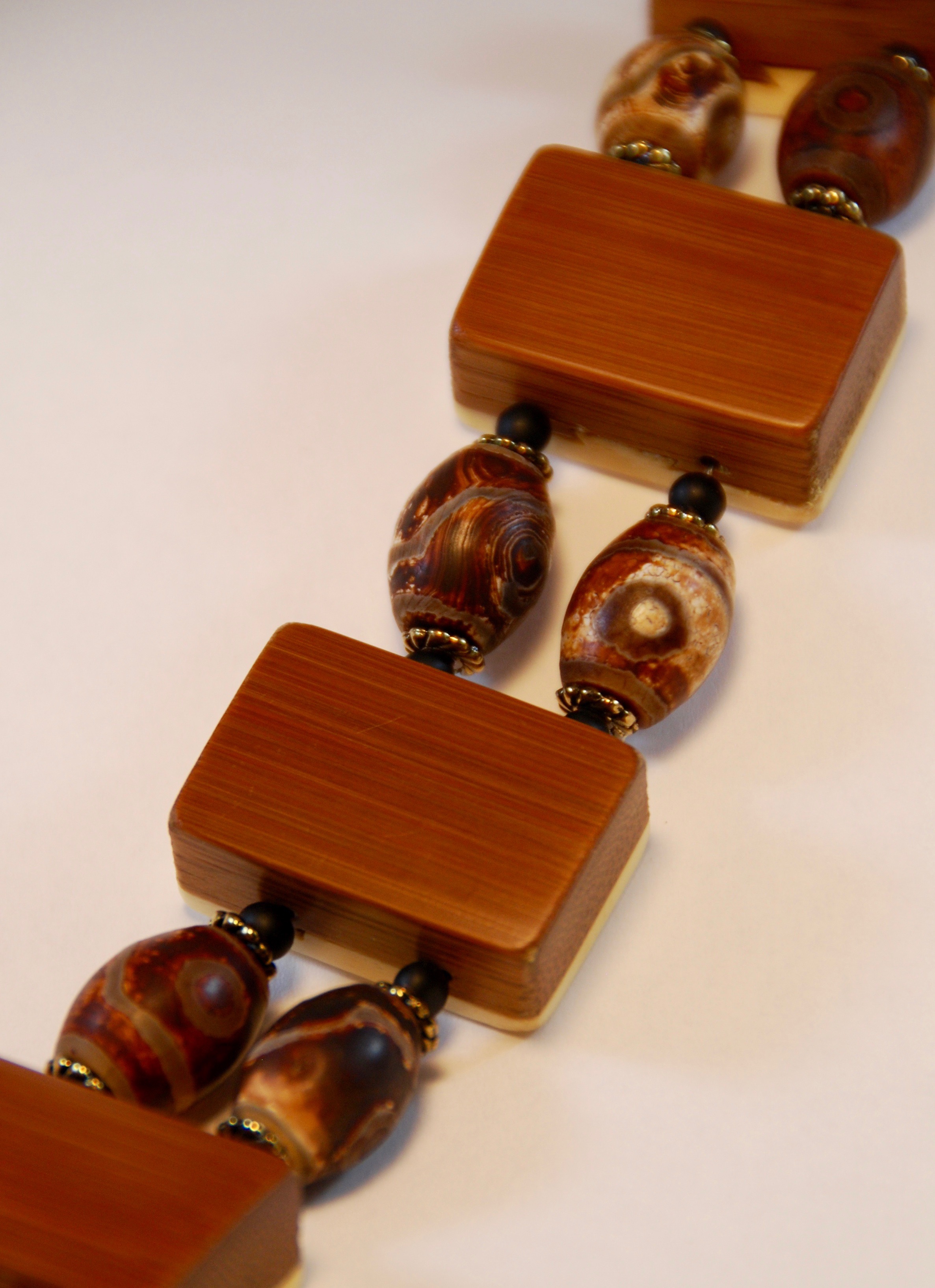 Aged Brown Agate Stone Beads (barrel shaped)