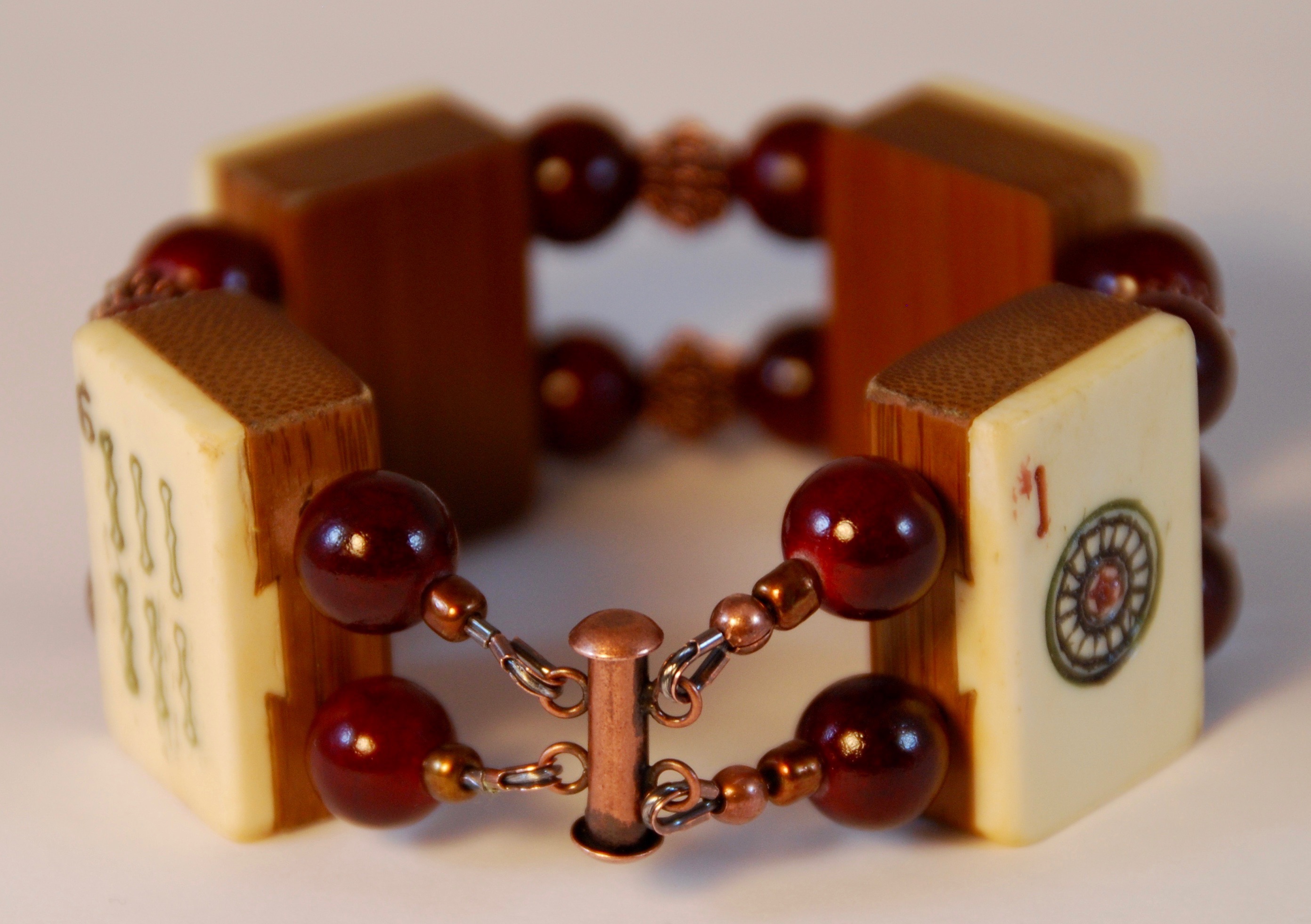 Burgundy Stone Beads and Antique Copper Details